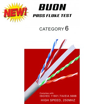BUON 200 UTP CAT6 CABLE WITH PASS FLUKE TEST CU 0.56MM 23AWG CU 100M  FLUKE Channel 90-100M (ΚΑΘΑΡΟΣ ΧΑΛΚΟΣ)